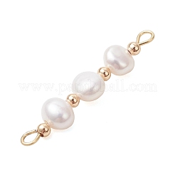 3Pcs Natural Cultured Freshwater Pearl Potato Beaded Connector Charms&nbsp;PALLOY-JF05106