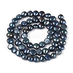 天然養殖淡水パールビーズ連売り  研磨両側  染め  マリンブルー  5~7x5~8.5x3~6mm  穴：0.6mm  約60~64個/連  13.78~14.57インチ（35~37cm）&nbsp;PEAR-I004-01C
