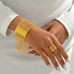 Elegant Middle Eastern Alloy Hollow C-shaped Bangles & Rings Set for Women&nbsp;XE1644