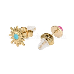 304 Stainless Steel Rhinestone Stone Dyeing Stud Earrings&nbsp;EJEW-S224-04G-01
