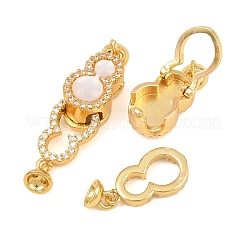 Brass Micro Pave Clear Cubic Zirconia Fold Over Clasps&nbsp;CU-CBA8264-02G