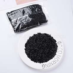 不透明色ガラスラッパビーズ  丸い穴  ブラック  3~8x2mm  穴：0.7mm  約450g /ポンド&nbsp;SEED-N005-001-B04