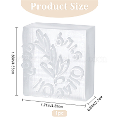 レジンスタンプ  DIYクラフトカードスクラップブッキング用品  長方形  透明  葉の模様  4.65x4.35x2.3cm&nbsp;STAM-WH0001-01A