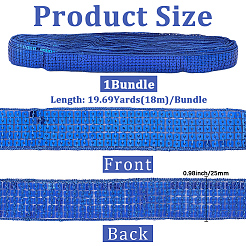 ポリエステル、PVC スパンコール レース トリム リボン  服装アクセサリー  ブルー  25x0.5mm&nbsp;OCOR-WH20050-015E