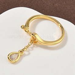 Brass Micro Pave Cubic Zirconia Finger Rings&nbsp;RJEW-H258-11G