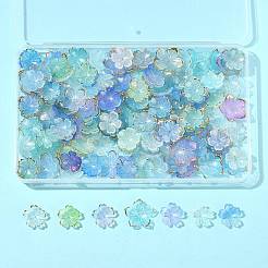 ミックススタイルのアクリルビーズキャップ  花  ブルー  17.5~23.5x18~23.5x1.5~6mm  穴：1.2~1.6mm  200個/セット&nbsp;OACR-FS0002-51A