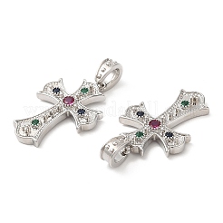 Brass Micro Pave Cubic Zirconia Pendants&nbsp;KK-M246-06P