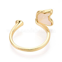 Butterfly Brass Micro Pave Clear Cubic Zirconia & Shell Cuff Rings Setting&nbsp;KK-T079-44G