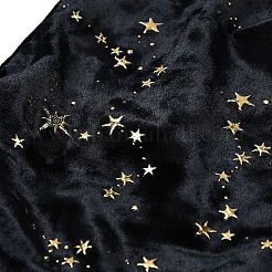 ベルベット製ギフト収納巾着袋  金色の星が描かれた長方形  ブラック  18x13x0.15cm&nbsp;AJEW-P131-04B