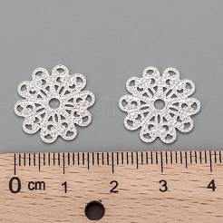 真鍮製フィリグリー透かしコネクター  花  銀色のメッキ  16x0.7mm&nbsp;KK-E710-81S