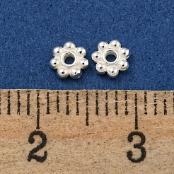 925スターリングシルバービーズ  粒状ビーズ  銀色のメッキ  銀  4x1mm  穴：1mm  約111個/10g&nbsp;STER-C007-06A-S