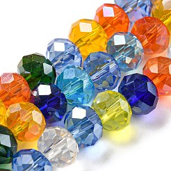 ガラスビーズ連売り  多面カット  ロンデル  ミックスカラー  8x6mm  穴：1mm  約65~68個/連  15.7~16.1インチ（40~41cm）&nbsp;EGLA-A034-M8mm-61