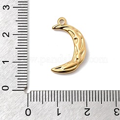 打ち出し加工された304ステンレススチールペンダント  ムーンチャーム  ゴールドカラー  20x12x3mm  穴：1.6mm&nbsp;STAS-P450-04C-G