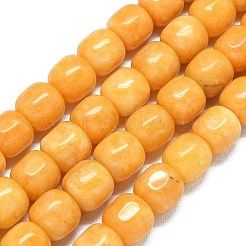 天然石マレーシアジェイドビーズ連売り  染め＆加熱  バレル  ゴールド  9.5~10x8.5mm  穴：1mm  約37~38個/連  14.57''~14.96''（37~38センチメートル）&nbsp;G-B165-F07-10x10mm
