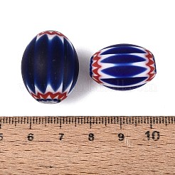手作りのミルフィオリガラス樽ビーズ  シェブロンビーズ  シングルフラワーデザイン  ミッドナイトブルー  18~23x15~19mm  穴：1~5mm&nbsp;LA-N002-18D