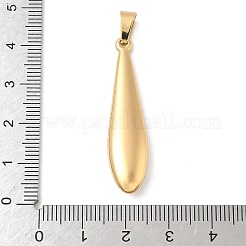 304ステンレスペンダント  201ステンレススチール製アイスピックピンチベイル付き  ティアドロップ  イオンプレーティング（ip）  18KGP本金メッキ  40x9.5x5.5mm  穴：3x6mm&nbsp;STAS-I349-05G