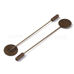 真鍮のラペルピンベースのセッティング  トレイ付き  フラットラウンド  銀  トレイ：10mm  72mm&nbsp;KK-WH0045-025A-S
