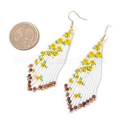 Handmade Glass Seed Beads Sunflower Dangle Earrings&nbsp;EJEW-MZ00543