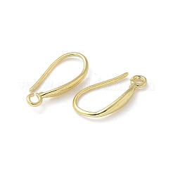 真鍮のピアスフック  水平ループ付き  18KGP本金メッキ  15.5x8~9x2.5mm  穴：1.6~2mm  ピン：0.7mm&nbsp;X-KK-A236-13G
