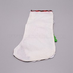 クリスマスの靴下をぶら下げサンタクロース布  チェック柄  キャンディーギフトバッグ  クリスマスツリーの装飾用  ホワイト  320x208x16.5mm&nbsp;LS-HJEW-SZC0004-18