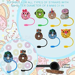 14 個 7 スタイル PVC & シリコーン防塵ストローキャップ  漫画ドーナツストローチップカバー  ミックスカラー  79~85mm  2個/スタイル&nbsp;AJEW-CJ0001-25