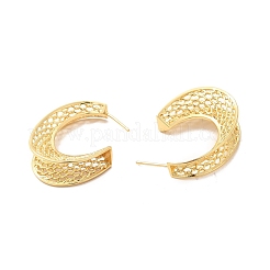 Rack Plating Brass Hollow Out C-shape Stud Earrings for Women&nbsp;EJEW-F308-08G