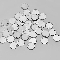 304ステンレススチールチャーム  空白タグのスタンプ  滑らかな表面  フラットラウンド  ステンレス鋼色  15x1mm  穴：1mm  100個/箱&nbsp;STAS-BC0002-25P