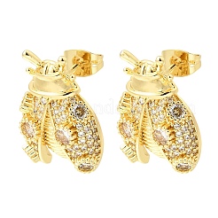Brass Micro Pave Cubic Zirconia Stud Earrings&nbsp;EJEW-D355-02G-02
