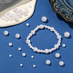DIY ラウンド ABS プラスチック模造真珠ビーズ ブレスレット作成キット  ホワイト  ビーズ：4~10mm  穴：1.6~2.3mm.&nbsp;DIY-YW0010-26C