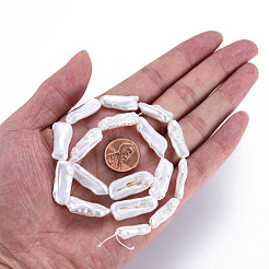 天然ケシパールビーズ連売り  養殖淡水パール  ナゲット  貝殻色  15~34x6~12x4~7mm  穴：0.6mm  約14~20個/連  14.96インチ（38cm）&nbsp;PEAR-S020-H01