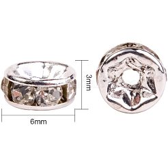 Silver Plated Brass Middle East Rhinestone Spacer Beads&nbsp;RB-PH0001-07S-NF