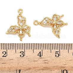 真鍮製マイクロパヴェキュービックジルコニアペンダント  ニッケルフリー  18KGP本金メッキ  透明  蝶  20x15x3mm  穴：1.4mm&nbsp;KK-A281-09A-G