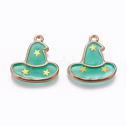 合金エナメルチャーム  魔女の帽子のペンダント  ライトゴールド  ミックスカラー  20.5x19x2mm  穴：1.6mm&nbsp;X-ENAM-L017-D