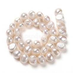 天然養殖淡水パールビーズ連売り  ポテト  ホワイト  9~10x10~11mm  穴：0.7mm  約39個/連  14.57インチ（37cm）&nbsp;PEAR-L033-54-01