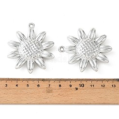 UVメッキアクリルビッグペンダント  花のチャーム  プラチナメッキ  51.5x44.5x10.5mm  穴：3mm&nbsp;PACR-B005-05P