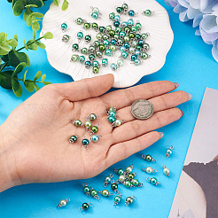 110Pcs 11 Colors Glass Pearl Round Connector Charms&nbsp;PALLOY-TA00261