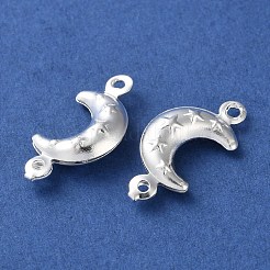 真鍮製コネクタチャーム  カドミウムフリー＆鉛フリー  三日月と星  925銀メッキ  18x9x4mm  穴：1.2mm&nbsp;KK-F880-03S