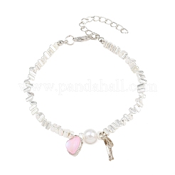 Alloy Acrylic Hot Pink Heart Bowknot Charm Bracelets for Women&nbsp;AL-CBA3C8B-09S