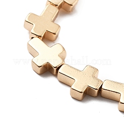 合成磁気無しヘマタイトビーズ連売り  クロス  ライトゴールドメッキ  10x8~8.5x3mm  穴：0.8mm  約40個/連  15.75''（40センチメートル）&nbsp;G-M095-D01-03KCG