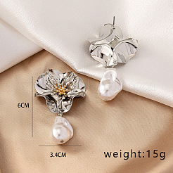 Alloy & Plastic Pearl Dangle Stud Earrings&nbsp;WG9F210-02