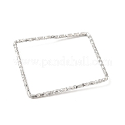 変色しない304ステンレススチール製リンクリング  テクスチャ  正方形  ステンレス鋼色  33x33x1mm&nbsp;LS-STAS-Z041-04B-P