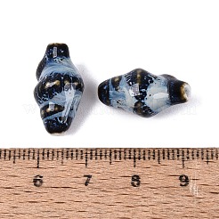 ヴィンテージの手作り磁器ビーズ  巻き貝の殻形状  アンティーク調の釉薬をかけたセラミックビーズ  ダークスレートグレー  19.5~20.5x10~11x10~11mm  穴：1.6~1.8mm&nbsp;PORC-Q006-08P