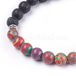 Natural Lava Rock Beads Stretch Bracelets&nbsp;BJEW-I241-13O