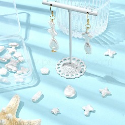 30個6スタイルのパールガラスパールビーズ  混合図形  乳白色  7~18.5x4~15x2.5~9mm  穴：0.7~0.8mm  5個/スタイル&nbsp;HY-CJ0001-01