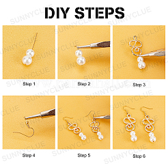 模造真珠を使ったDIYフラワーダングルイヤリングの作り方キット  合金細線細工リンクコネクターを含む  真鍮のピアスフック  ガラスビーズ  ゴールドカラー  166個/箱&nbsp;DIY-SC0019-03