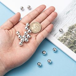 メッキプラスチックアクリルラウンドビーズ  銀メッキ  10mm  穴：2mm  約800個/ポンド&nbsp;PACR-L003-10mm-S