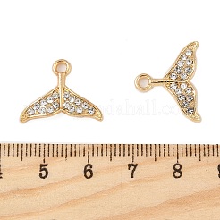 合金ラインストーンペンダント  マーメイドテール  ゴールドカラー  15x19x2.5mm  穴：2mm&nbsp;PALLOY-P312-05G