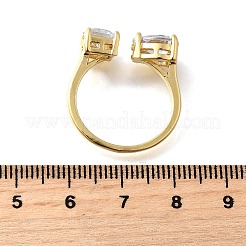 Brass Micro Pave Cubic Zirconia Cuff Rings for Women&nbsp;RJEW-F181-08G