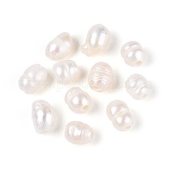 天然な培養された淡水パールビーズ  ライス  乳白色  6~12x4.5~6mm  穴：1.4~1.5mm&nbsp;PEAR-R064-101