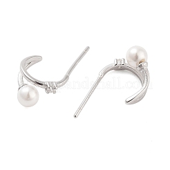 925 Sterling Silver Micro Pave Clear Cubic Zirconia Stud Earrings for Women&nbsp;EJEW-F342-03P